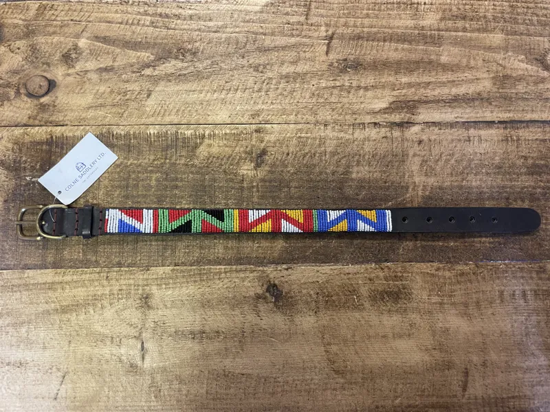 Kenyan Bead Dog Collar - Red/Blue/Black